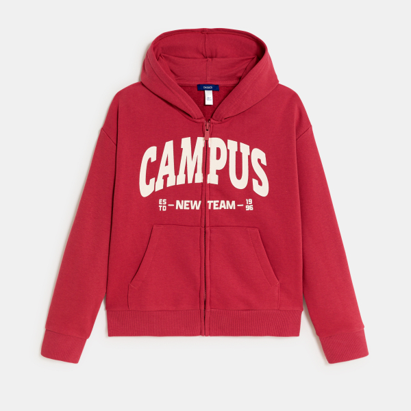 سويت شورت (كنزة) بغطاء للرأس، باللون الأحمر للفتيان.